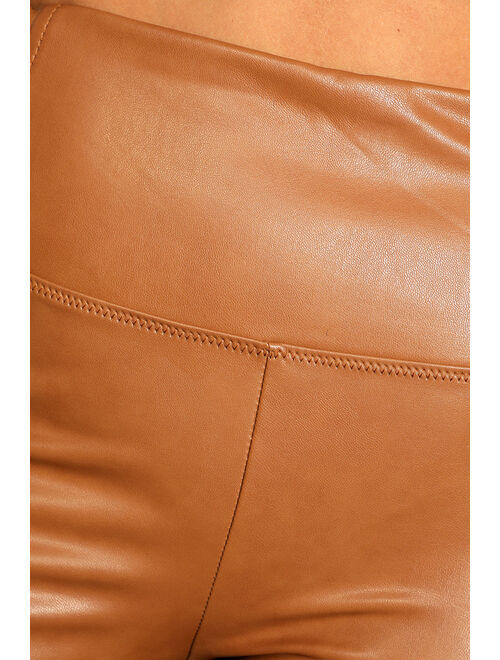 Lulus Keep it Sleek Brown Vegan Leather Leggings