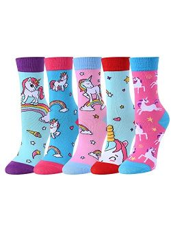 Zmart Girls Socks Funny cozy socks for kids Mermaid Socks Unicorn Socks Animal Socks for Girls 5-9 Years