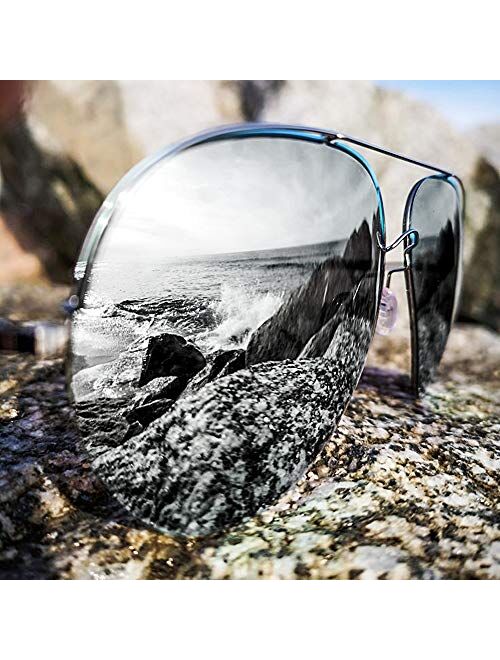 Gioventù Aviator Sunglasses Classic Metal Frame Polarized Glass UV Protection Lightweight Driving Fishing Sports Men and Women,Shiny Dark Gunmetal