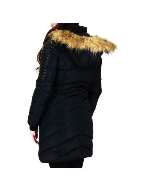 Nanette Nanette Lepore Women's Chevron Convertible Winter Puffer Coat