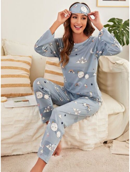 Shein Cartoon Graphic PJ Set