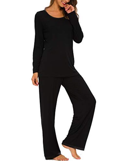 TIKTIK Womens Pajama Set Long Sleeve Sleepwear Scoop Neck Pjs Sets S-4XL