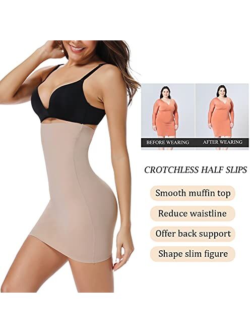 JOYSHAPER Half Slips for Women Under Dresses High Waist Tummy Control Shapewear Dress Slip Body Shaper Skirt