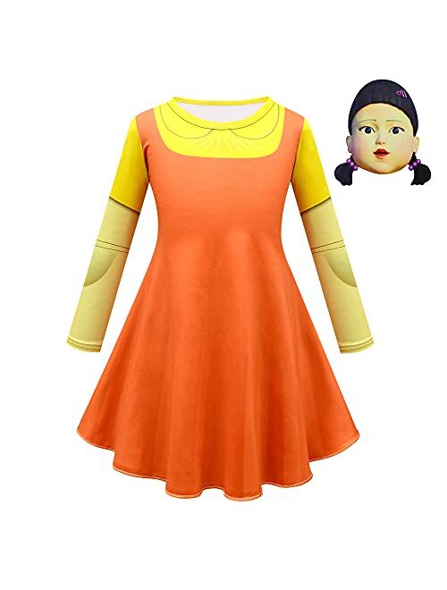 Squid Game Costume Doll Girls Dresses Winter Long Sleeve Party Gifts for Girls 110-150 vlojelry