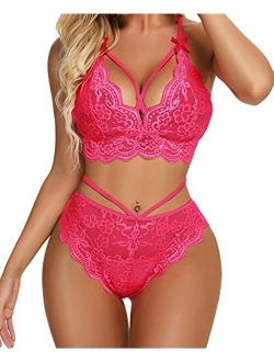 Women Lingerie Set Sexy Bralette and Panty Set Strappy Lace Lingerie