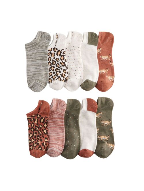 Women's Sonoma Goods For Life® 10-Pack Kitty Animal No-Show Socks