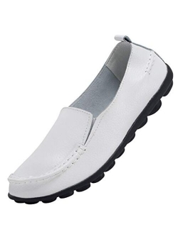 ANYUETE Women's Leather Loafers Comfortable Flat Shoes