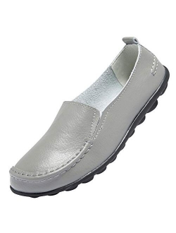 ANYUETE Women's Leather Loafers Comfortable Flat Shoes