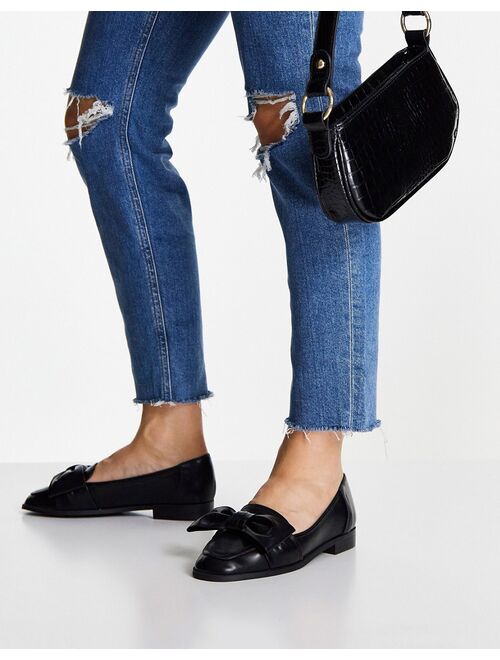 ASOS DESIGN Mentor bow loafer flat shoes in black