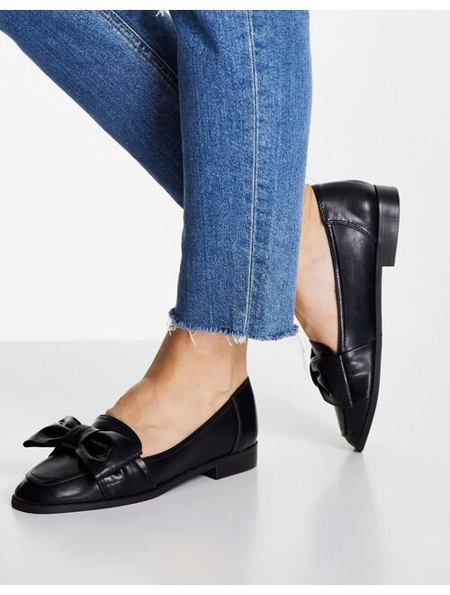 ASOS DESIGN Mentor bow loafer flat shoes in black