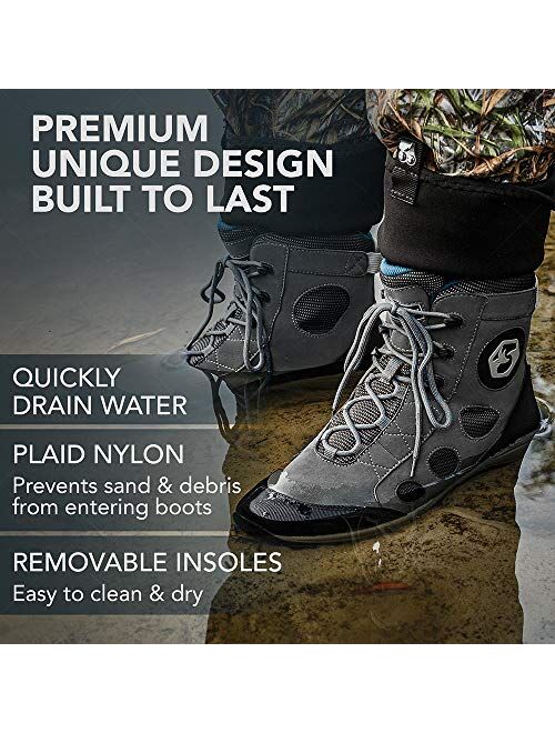 Foxelli Wading Boots – Lightweight Wading Boots for Men, Rubber Sole Wading Shoes, Fly Fishing Boots
