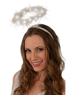 Light-Up Angel Halo Headband For White Angel Costumes For Women I Halloween Angel Headband Headpiece I Best Angel Costume Accessories For Adult, Teens, Girls Women and Fo