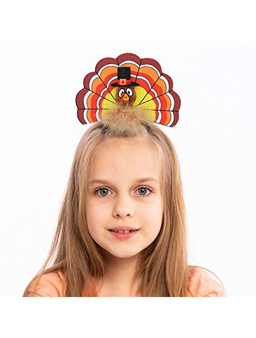 JOYIN Thanksgiving Turkey Headband & Pie Headband Combo Set, 2 Pcs Holiday Headbands for Thanksgiving Accessories and Party Favors (One Size Fits All)