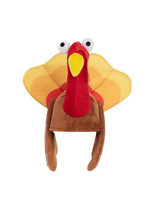 2 Pack Silly Thanksgiving Turkey Cap for Thanksgiving Night Event, Dress-up Party, Thanksgiving Decoration, Role Play, Carnival, Cosplay, Costume Accessories Brown