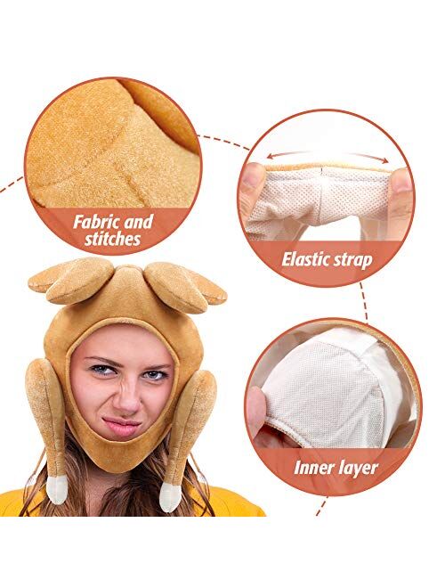 AMOR PRESENT Thanksgiving Turkey Hat,Thanksgiving Funny Party Hat for Thanksgiving and Halloween Costume Dress Up Party Brown