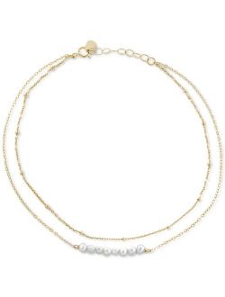 Giani Bernini Cultured Freshwater Pearl (3-4mm) Layered Ankle Bracelet, Created for Macy's