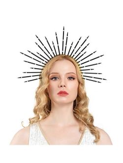 Goddess Halo Crown Sunburst Spiked Headband Women's Halloween Wedding Photoshoot Accessories