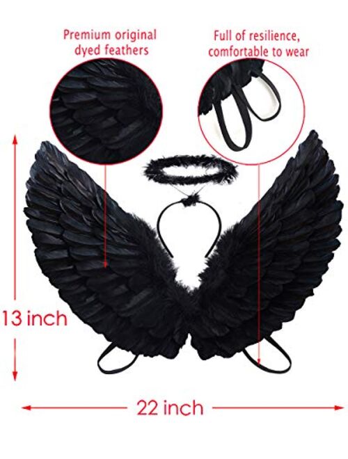 Angel Wings and Halo Adult White Angel Wings for Kids Halloween Xmas