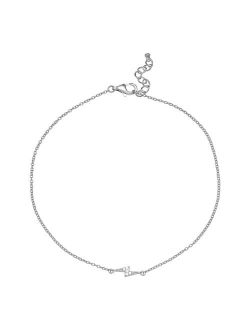 PRIMROSE Sterling Silver Pave Cubic Zirconia Chain Anklet