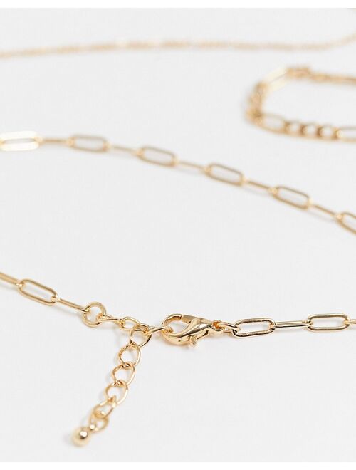 Asos Design pack of 3 14k gold plated anklets in fine mixed chain
