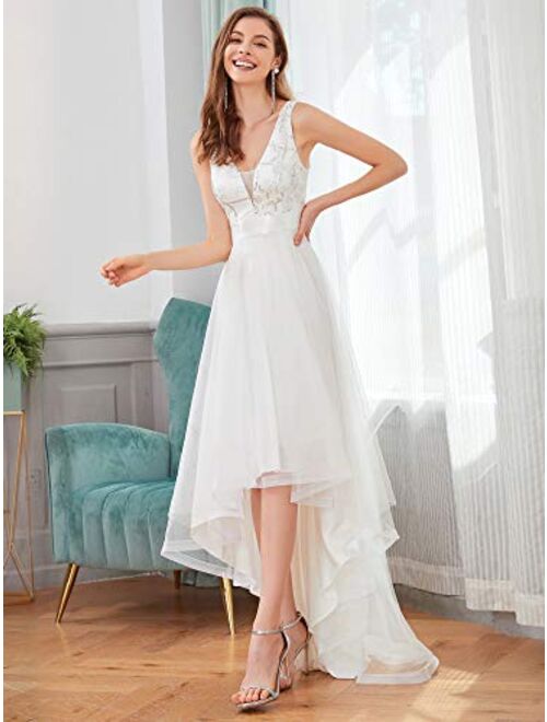 Ever-Pretty Women's V-Neck Sleeveless Appliques High Low Evening Party Dress 0793