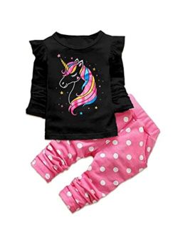 Toddler Baby Girl Clothes Unicorn Outfit Unicorn Shirt Floral Pants Headband Baby Girl Fall /Winter Clothes
