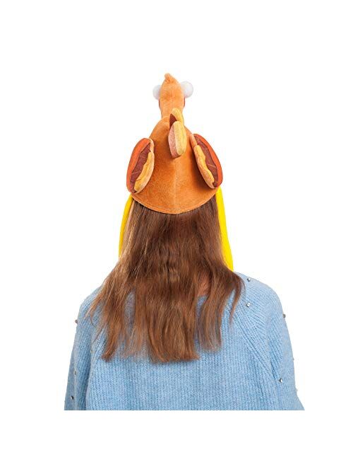 Plush Turkey Gobbler Hat with Long Neck for Happy Thanksgiving Party Costume, Outfit and Dress