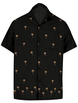 LA LEELA Men's Golf Front Pocket Short Sleeve Hawaiian Shirt A