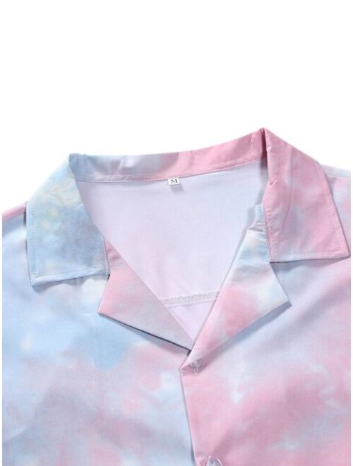 Shein Men Tie Dye Button Through Shirt