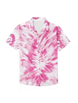 Colorful Tie Dye Print Men's Night Club Party Shirt Short Sleeve Hawaiian Shirt