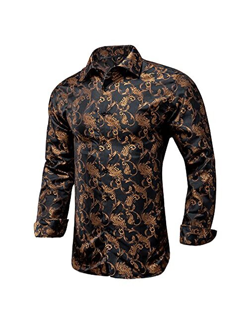 Dubulle Mens Dress Shirt Floral Paisley Long Sleeve Shirts for Men Casual Button Down Shirts Wedding Formal Suit