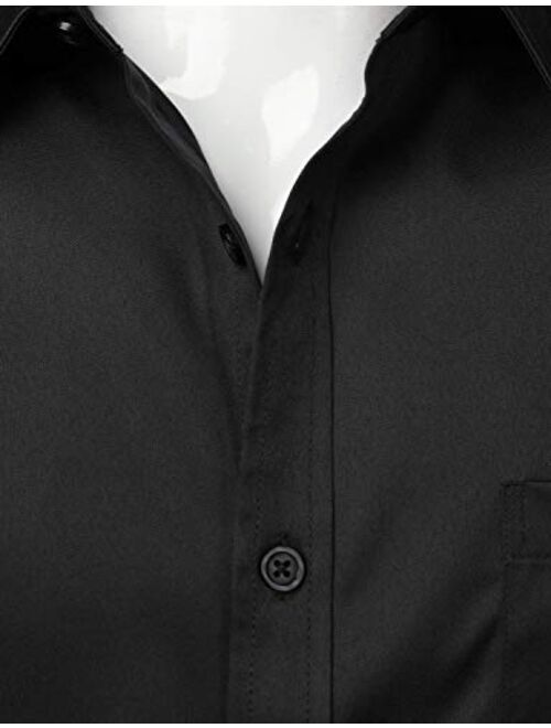 ZEROYAA Men's Casual Urban Stylish Slim Fit Short Sleeve Button Up Dress Shirt with Pocket