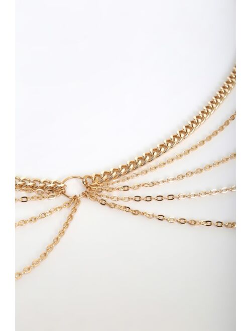 Lulus Chic Links Gold Layered Chain Belt