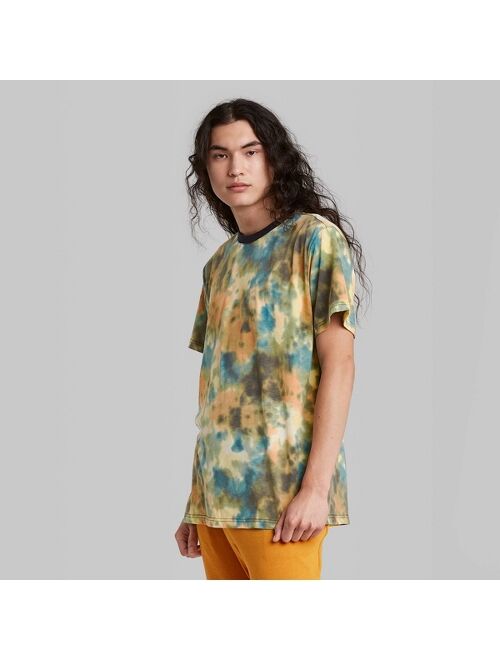 Adult Printed Casual Fit Short Sleeve Round Neck T-Shirt - Original Use™ Green/Tie-Dye Design