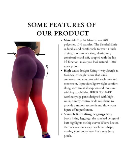 Wicked Hard Women Seamless High Waisted Tummy Control Scrunch Butt Lifting Legging