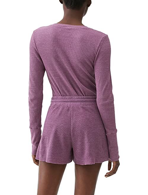 Michael Stars Romeo Thermal V-Neck Top with Extended Cuff