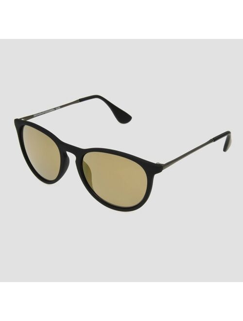 Men's Round Sunglasses with Mirrored Lenses - Original Use™ Black