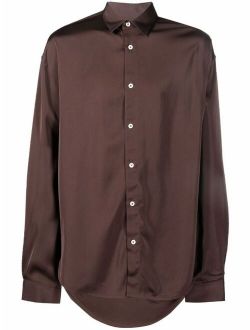 Silk Solid Button Up Shirt