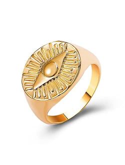 Teepollo Ojo Turco Evil Eye Ring-18K Gold Plated Greek Evil Eye Ring-Sterling Turkish Dainty Nazar Tiny Cute 925 Silver Evil Eye Ring for Women Lucky Protection Jewelry (