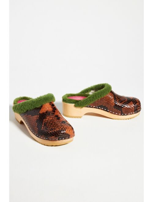 Anthropologie Shearling-Lined Wood Clogs