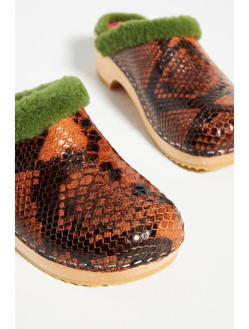 Anthropologie Shearling-Lined Wood Clogs