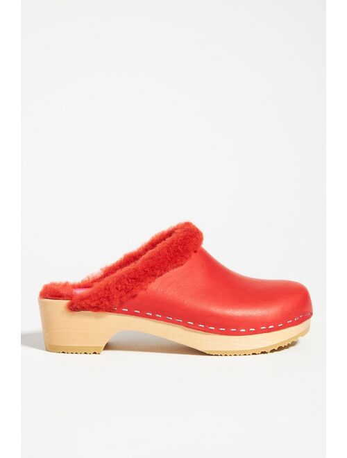 Anthropologie Shearling-Lined Wood Clogs