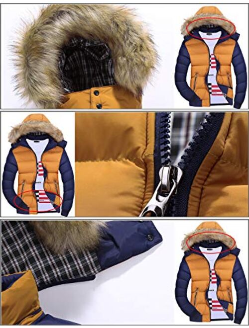 Mr.Stream Men's Classic Contrast Fashion Winter Hooded Jacket Casual Windproof Coat Warm Outdoor Parka