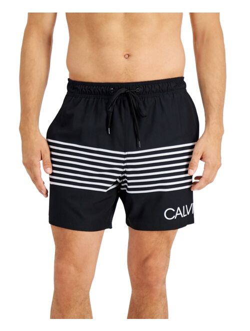 Calvin Klein Men's Stretch Euro Stripe 7" Swim Trunks