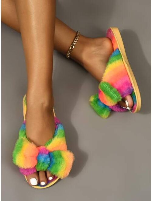 Shein Colorblock Fluffy Home Slippers