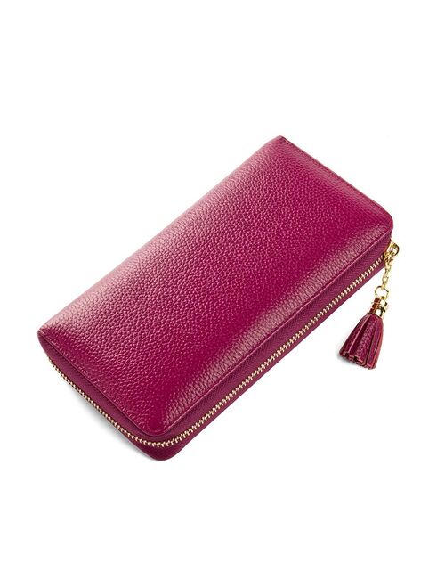 Card Holder Women's Multi-card Holder Handbag Large Capacity Leather Zipper Card Holder Multifunctional Anti-theft Swiping