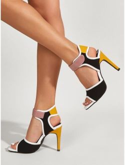 Velcro Strap Stiletto Heeled Sandals