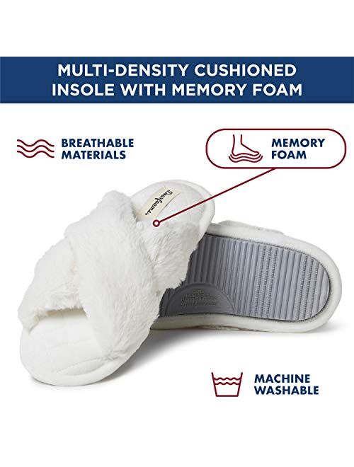 Dearfoams Women's Jessica faux faux fur Cross Band Slide Slipper