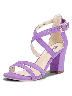 Women's IN3 Gita Block Heel Open Toe Strappy Sandals Dress Shoes for Wedding Evening Prom