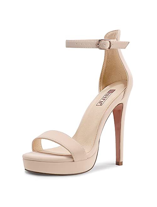 IDIFU Women's Stiletto High Heel Sandals Platform Open Toe Ankle Strap Dress Shoes for Women Bride Ladies in Wedding Bridal Party Homecoming